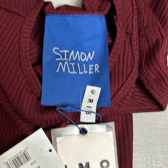SIMON MILLER Dark Red Ribbed MIDI Dress S - Picture 6 of 9